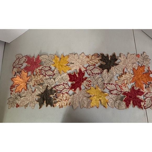 Big Lots Stores, Inc. Other - Fall Leaf Table Runner Autumn Harvest Embroidered‎ Tablecloth Home Decor